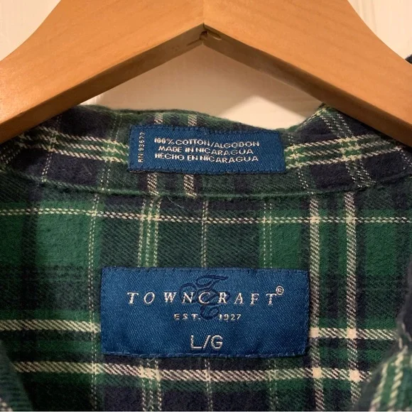 Towncraft (Size L) Green Plaid Button Down Shirt - Picture 4 of 6